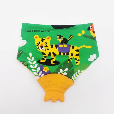 China 2022 Amazon Hot Selling Baby Toddler Bandana Washable Teething Bib With Silicone BPA Free Teether for sale