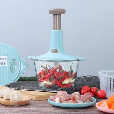 China Hand-press stainless steel+plastic Chopper Chop and Vegetable Fruit Vegetable Silcer Garlic Cutter Cutter for sale