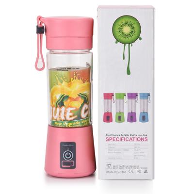 China Household 380ml Custom Logo Portable Personal Smoothie Blender Six Blades Mini Home USB Rechargeable Blender Juicer Cups for sale