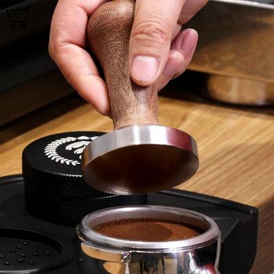 China Sustainable Cafe Bartender Tools 304 Stainless Steel Pressure Espresso Coffee Tamper 51mm With Wooden Handle for sale