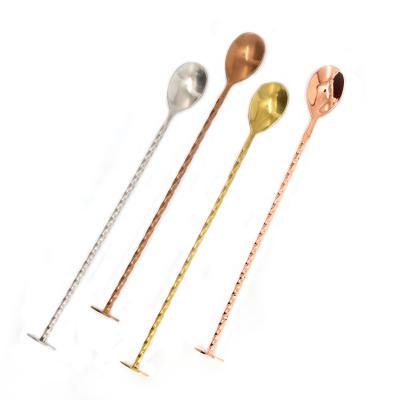 China Wholesale Disposable Color Plated Stainless Steel Twist Barware Stirring Bar Spoon for sale