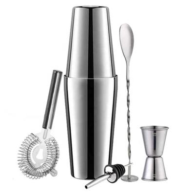 China Amazon Hot Selling Viable Stainless Steel Boston Shaker Bar Set of 6 Pieces for sale