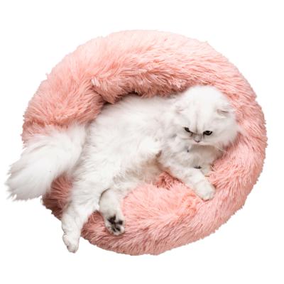 China Good Quality Viable Luxury Removable Cover Round Velvet Dog Bed Plush Pet Bed for sale