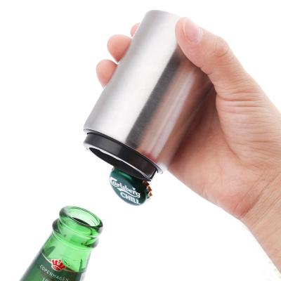 China Sustainable Custom Automatic Type Beer Bottle Stainless Steel Press Opener Pull Down Beer Bottle Opener for sale