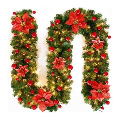 China Garland Shopping Mall Christmas Tree Rattan Handmade Garland Christmas Rattan Hanging Door Decoration Wreath for sale