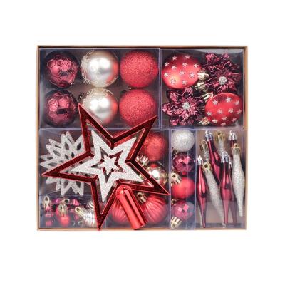 China 2021 New Year Christmas Decoration Plastic Luxury Ball Set Christmas Tree Ball Ornaments 58pcs for sale