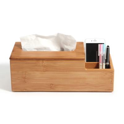 China ZM1057 Wholesale Custom Multifunctional Logo Hotel Office Home Paper Box Storage Tissue Box Minimalist Desktop Bamboo for sale