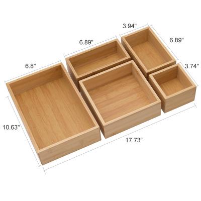 China ZM1012 Minimalist Utensil Organizer Storage Box Set Bamboo Cutlery Tray Drawer Organizer Flatware Holder for Kitchen for sale