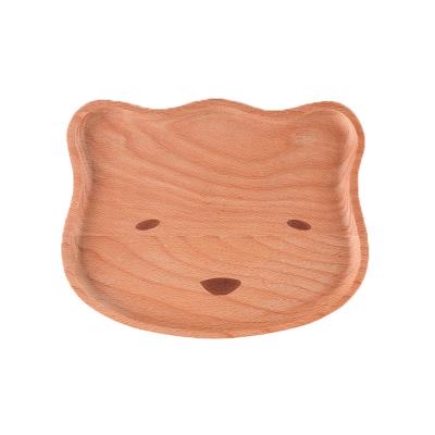 China ZM1021 Minimalist Custom Printed Reusable Wooden Animal Pattern Bowl Place Food Friendly Natural Baby Bowl Dish Set Bamboo Dishes For Kids for sale