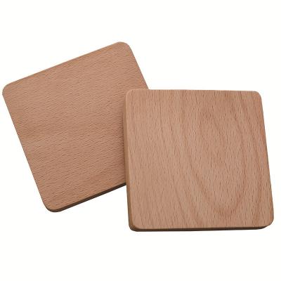 China Viable Wholesale Custom Size ZM1030 Cut Out Logo Round Square Pallet Coasters Plain White Wood Cup Mat Bamboo Coaster for sale