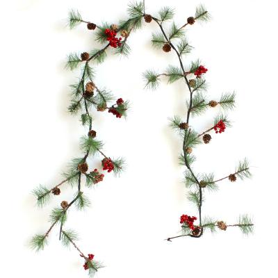 China 2022 Wholesale Decorative Eco-friendly Ratan Plant Pine Cone For Home Hanging Wire Front Door Garlands Christmas Ornaments Navidad Tree for sale