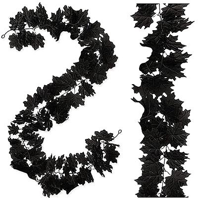 China Eco - Friendly Halloween Black Leaves 1.8m Unbreakable Plastic Garlands For Christmas Decoration for sale