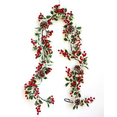 China eco-friendly artificial garland christmas decoration 1.8m wire pinecone greenary wreaths for sale