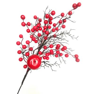 China Agriculture Navidad Red Berry Leaves Branch Artificial Christmas Decoration Artificial Holly Tree Christmas Decoration Pick Gifts Crafts for sale