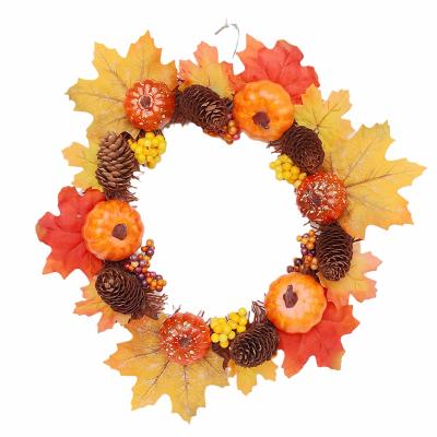 China Amazon Eco-Friendly Thanks Giving Day Autumn Wreath Fall Wreath For Decorative Front Door Wall Hanging for sale