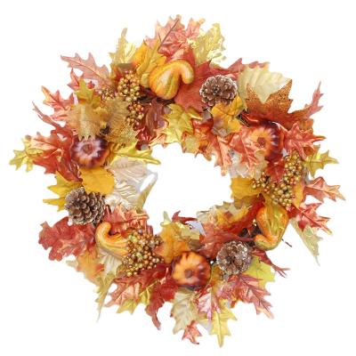 China THANKSGIVING Eco-friendly Seasonal Leaves And Pumpkins Garland For Wedding Decoration Artificial Silk Glitter Gifts for sale