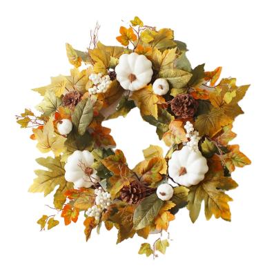 China THANKSGIVING Daytime Greenery Eco-friendly Maple Leaves Artificial Silk Garland Home Decoration for sale