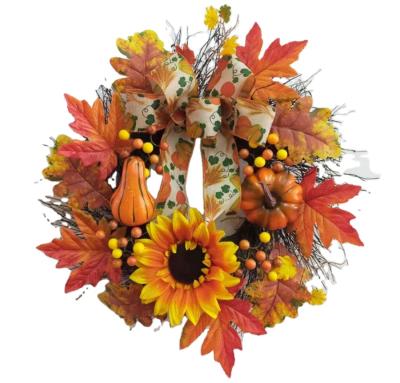 China THANKSGIVING Eco-friendly Artificial Silk Leaves Navidad Circle For Home Decoration Garland for sale