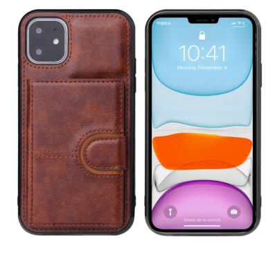 China New Hot Selling Anti-drop For iPhone 12Pro Max Case Leather Back Case With Card Slot For Samsung A51 A71 S21plus Stand Cases for sale