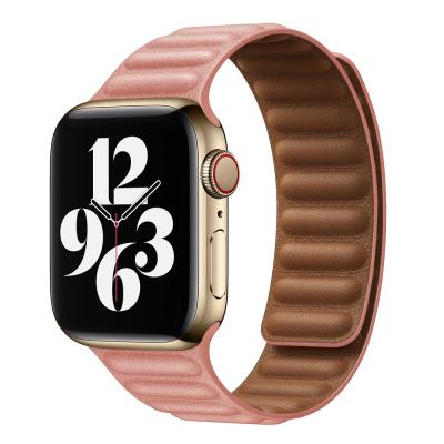 China Leather Strap For Apple Watch Original Magnetic Watch Band Buckle Strap iWatch Series 3 40mm 44mm 45mm 5 4 Se Strap 6 7 for sale