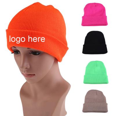 China Winter Knitted beanie Hat Embroidery Custom Logo Beanie Cap Hats For Men and Women for sale