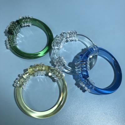 China Clear Knot Screw Circle Resin Statement Peichi Fashion Jewelry Custom Made Round Acrylic Handmade Casual/Sporty Bangle Bracelet for sale