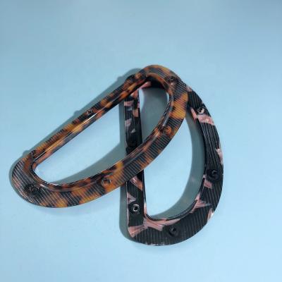 China Custom Lucite Acrylic Tortoiseshell D-ring Purse Handle Bag Accessories Plastic Parts for sale