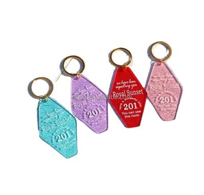 China Eco-firendly Peichi Customized Acetate Plastic Resin Key Accessories Charms Keychain Handbag Logo Label Jewelry for sale