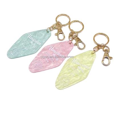 China Cute girly Acetate White Acetate Peichi Key Chain Clear Acrylic Plastic Custom Made Keychain Eco-Friendly Accessories for sale