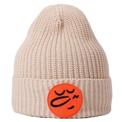 China 3D Embroidery Eco Winter Cap Hat RPET Acrylic Wool Woven Label Patch Beanie for sale