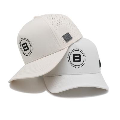 China Velvet Fabric Waterproof Ultrasonic Rubber Patch Logo Beige White Custom Baseball Cap for sale