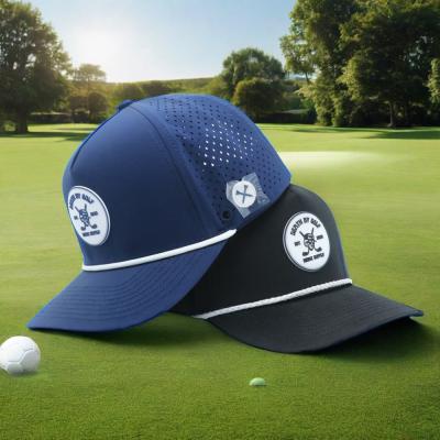 China Unisex Adults 5 Panel Trucker Hat with Tee Hole and Waterproof Laser Hole Golf Hat for sale