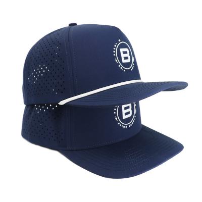 China Curved Brim Custom Golf Hat with Laser Cut Hole Perforation and Waterproof Design for sale