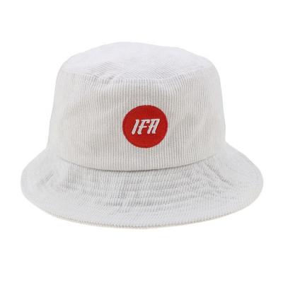 China 58cm Image Style White Fisherman Corduroy Bucket Hat For Women White Image for sale