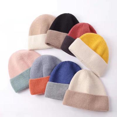 China 50% RPET 50% Acrylic Designer Logo Solid Cuff Knitted Beanie Cap for Winter Warmth for sale