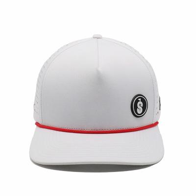 China Cartoon Pattern Custom 5 Panel Golf Hats with Laser Cutting Holes and Adjustable Rope for sale