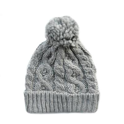 China Cable Knit Beanie Unisex Winter Hat with Custom Logo and 100% Acrylic Fabric from Top for sale