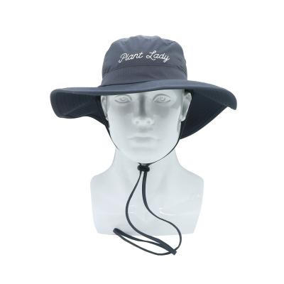 China Custom Outdoor Sun Hat with Windproof String 100% Polyester Wide Brim Printed Pattern for sale