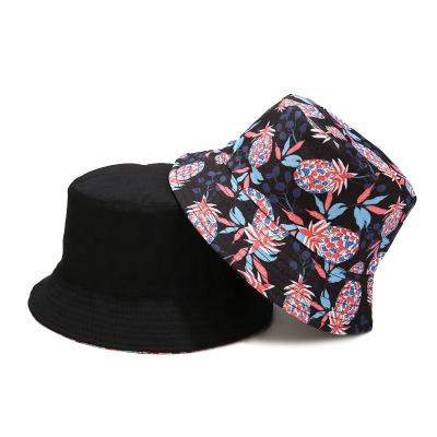 China 55CM Full Printing Logo Pattern Sun Protection Double Sided Wearing Bucket Hat for sale