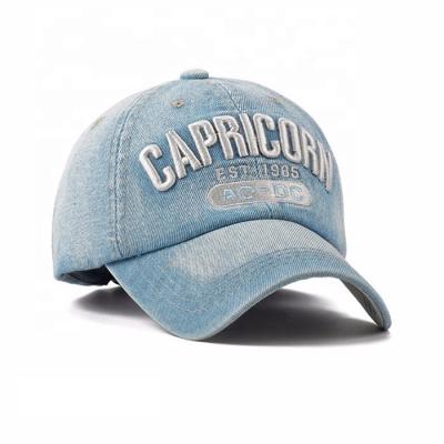 China 55cm Sports Cap Type Winter Baseball Cap 3d Embroidery Denim Baseball Hat for sale