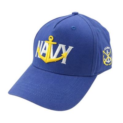 China Embroidered Custom Logo Baseball Golf Cap 5 Panel Adjustable Solid Visor Blue Hats for sale