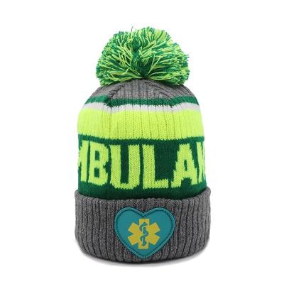 China 2023 100% Acrylic Skull Cap Beanie Knitted Custom Heart Shaped Woven Label Knitted Hat for sale