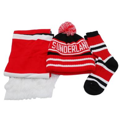 China Gepersonaliseerd Logo Mannen Vrouwen Gebreide Hoed Sets 3 PCS Beanie Sjaal Sokken Sets Neck Warm Hoed Te koop