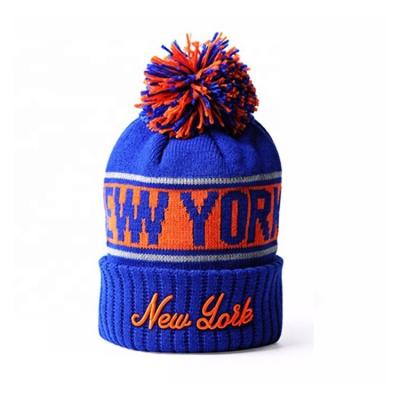 China Image Style 3D Embroidery Bobble Hats for Adults' Winter Accessories for sale