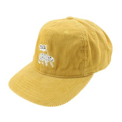 China Unisex Character Style Yellow Corduroy Dad Hat Cap 6 Panels Labels Aesthetic for sale