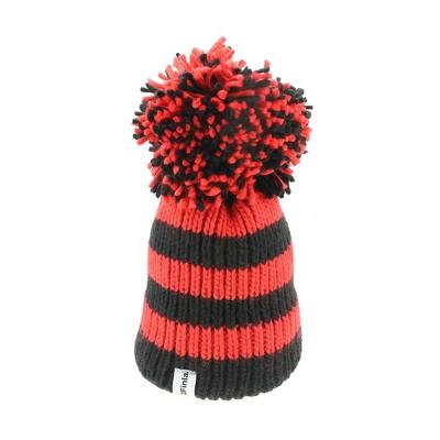 China Winter Hat Type Knitted Hat 58cm Adjustable Crochet Big Bobble Beanie with Custom Logo for sale