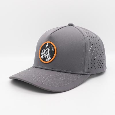 China Custom Rubber Logo Golf Hat WaterProof Laser Cut Hole Sports Hat For Active Lifestyle for sale