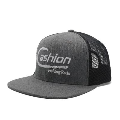 China 4 Season Printed Trucker Hat Baseball Hat Custom Embroidered 6 Panel Flat Brim Mesh for sale