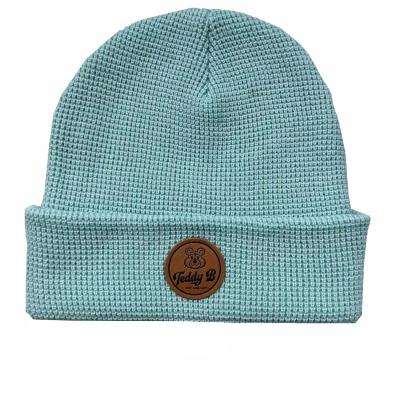 China Beanie Custom RPET Recycled Polyester Waffle Knitted Hat for Sustainable Fashion for sale