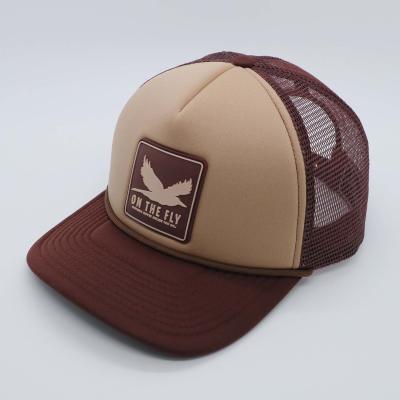 China Custom Hat Manufacturers Laser Cut Performance Pvc Rubber Patch Quick Dry 5 Panel Cap Trucker Hat Wholesale Mens Baseball Caps for sale